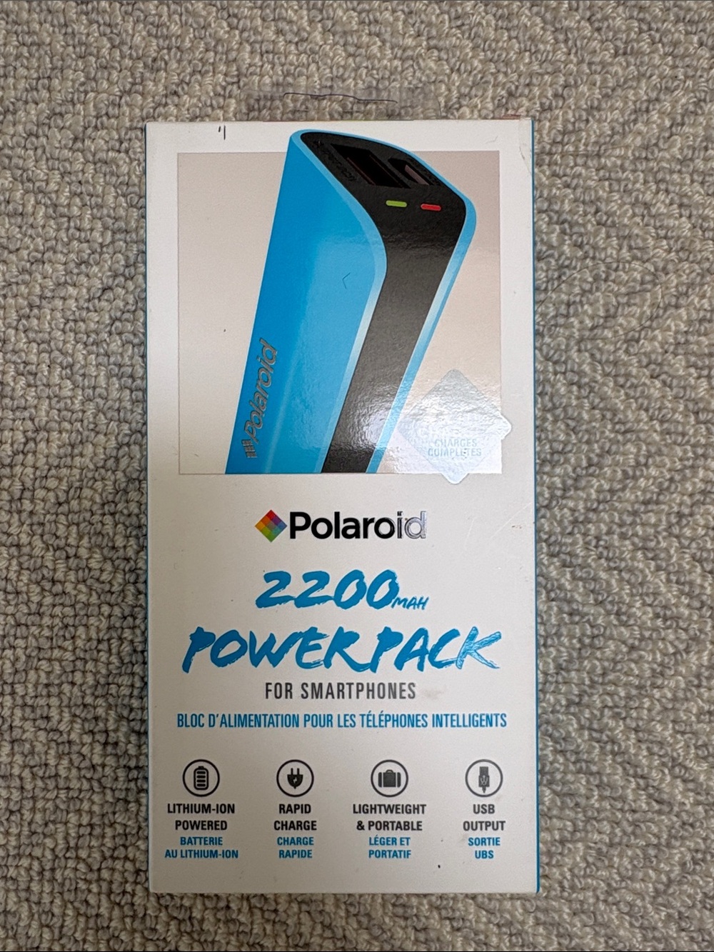 POLAROID Portable Phone Charger - 2200mAh Power Pack for smartphones. NEW IN BOX